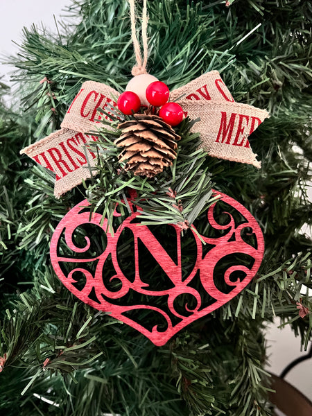 Rustic Bauble Monogram Ornament