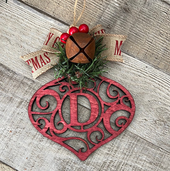 Rustic Monogram Ornament