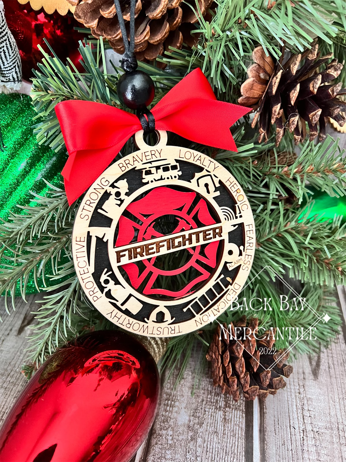 Round Firefighter Ornament