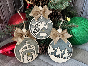 Nativity Trio Ornament Set