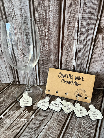 Cow Tag Wine Charms- set of 5