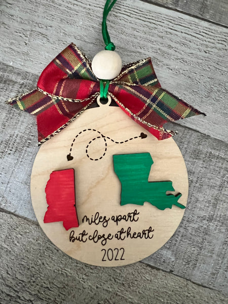 Miles apart ornament